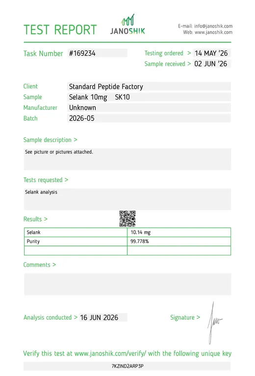 Selank 10mg (SK10) COA 2026-06-16